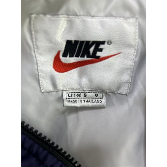 Vintage Nike Vest Large Youth (14-16) Zip Up Purple And Black Puffer Vest 90’s - Picture 12 of 14